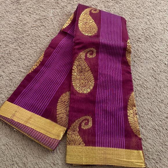Other - Indian Silk Saree - Handloom zari weaving cotton silk saree - Maroon Silk Saree